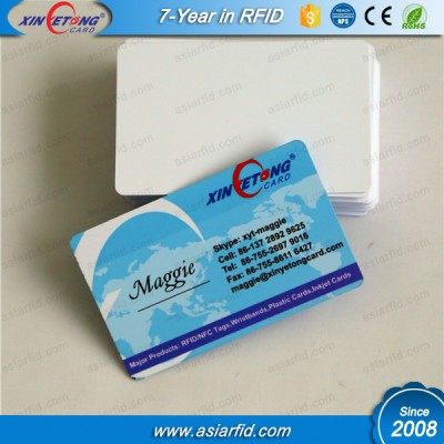 RFID FM11RF08, MF 1K, MF 4K Inkjet Blank card from china factory