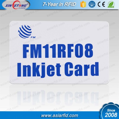 RFID FM11RF08, MF 1K, MF 4K Inkjet Blank card from china factory