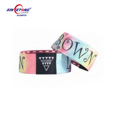 Dye-sublimation festival passive rfid wristband ISO14443A fabric rfid wristband for events stretch rfid elastic wristband 
