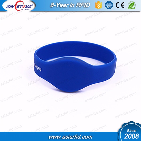 Logo Printable Silicone Wristband 125khz Hitag1256Bits Moistureproof RFID Wristband