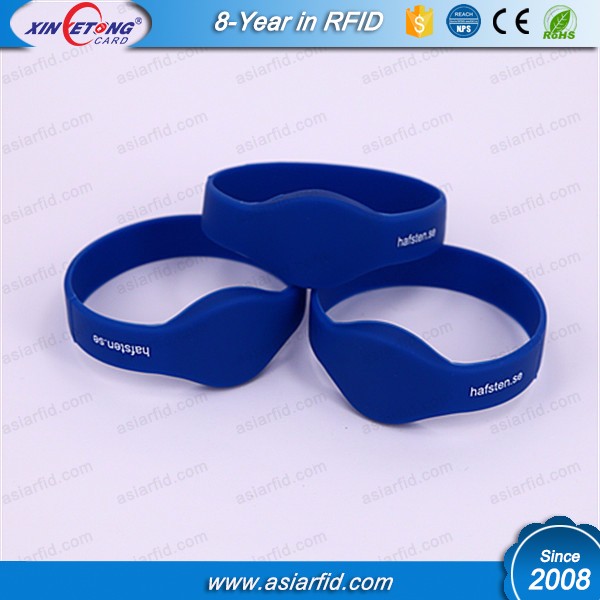 Logo Printable Silicone Wristband 125khz Hitag1256Bits Moistureproof RFID Wristband