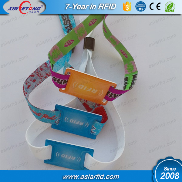 RFID Fabric Wristband for Event RFID 180bytes NTAG213 fabric Wristband